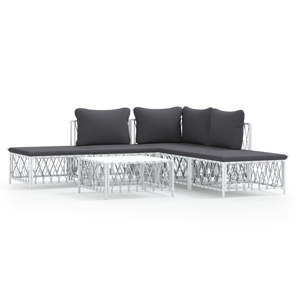 6-delige Loungeset met kussens staal wit is nu te koop bij PeponiXL, paradijselijk wonen!