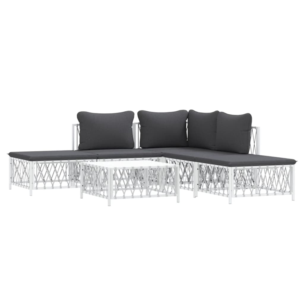 6-delige Loungeset met kussens staal wit is nu te koop bij PeponiXL, paradijselijk wonen!