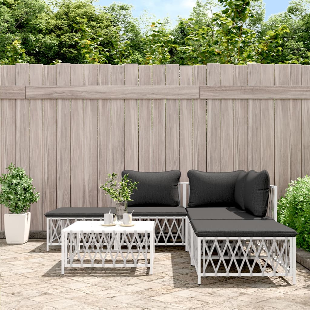 6-delige Loungeset met kussens staal wit is nu te koop bij PeponiXL, paradijselijk wonen!