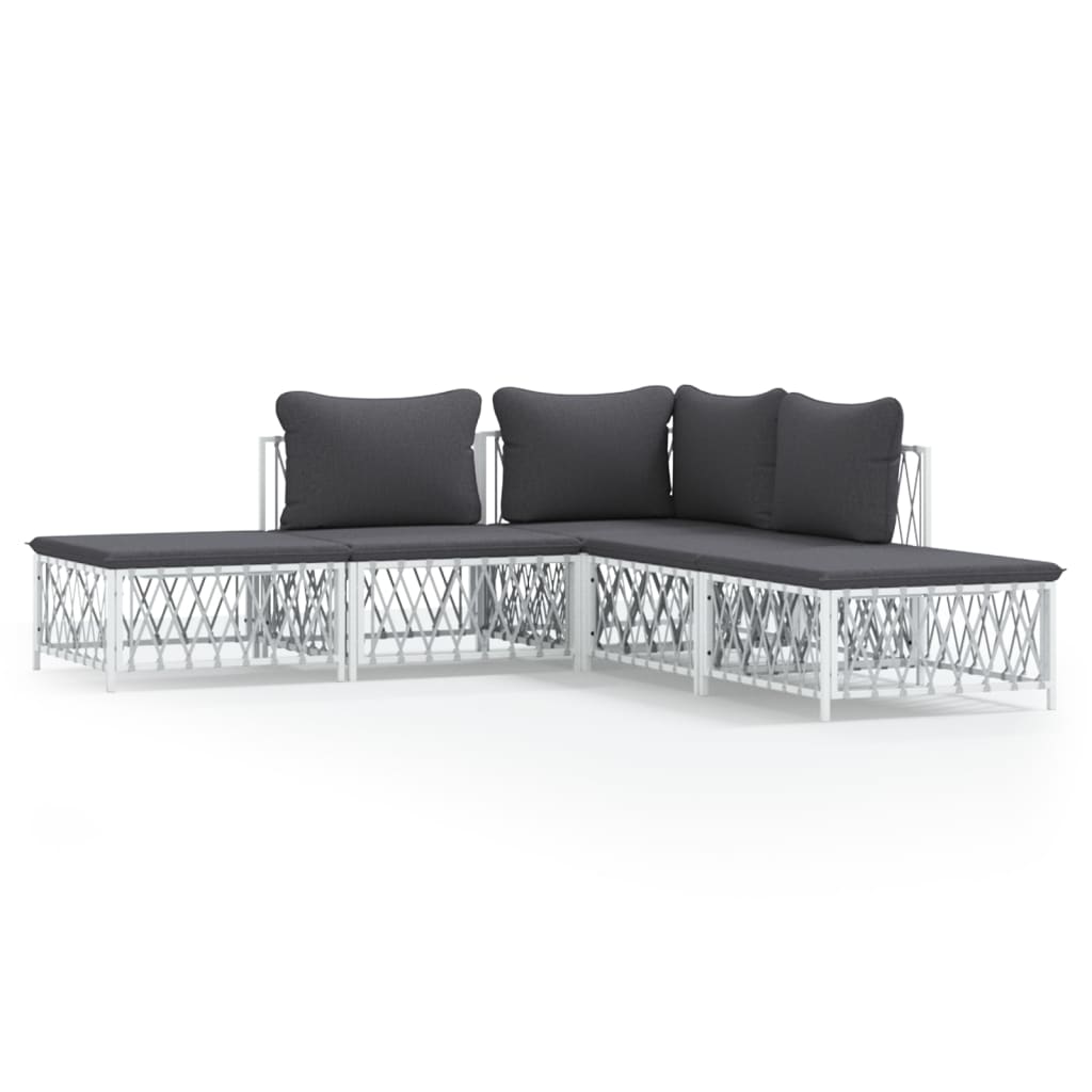 5-delige Loungeset met kussens staal wit is nu te koop bij PeponiXL, paradijselijk wonen!