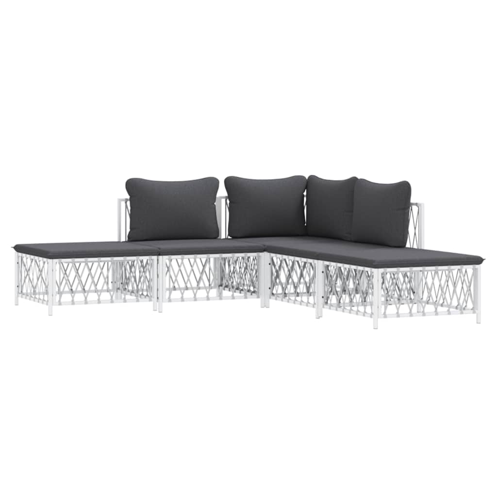 5-delige Loungeset met kussens staal wit is nu te koop bij PeponiXL, paradijselijk wonen!
