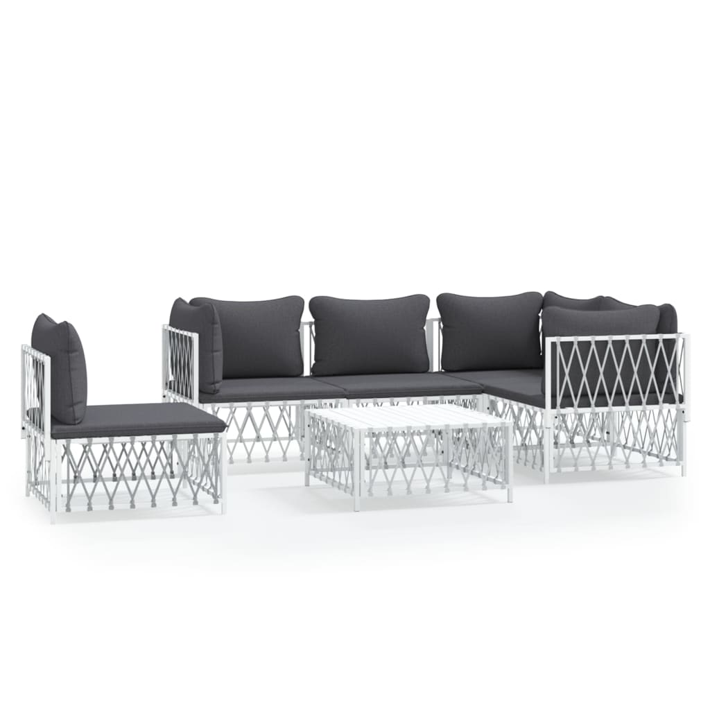 6-delige Loungeset met kussens staal wit is nu te koop bij PeponiXL, paradijselijk wonen!