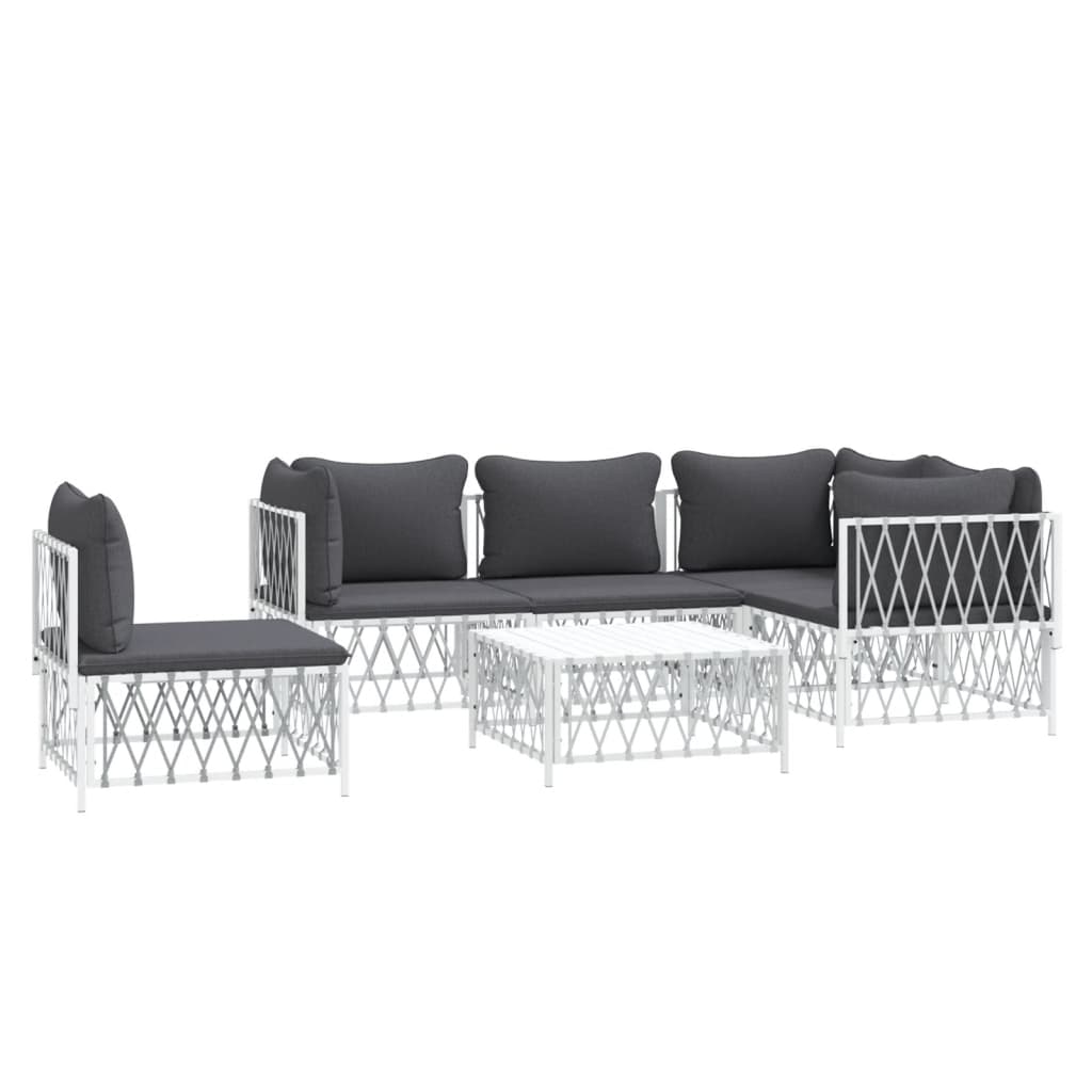 6-delige Loungeset met kussens staal wit is nu te koop bij PeponiXL, paradijselijk wonen!