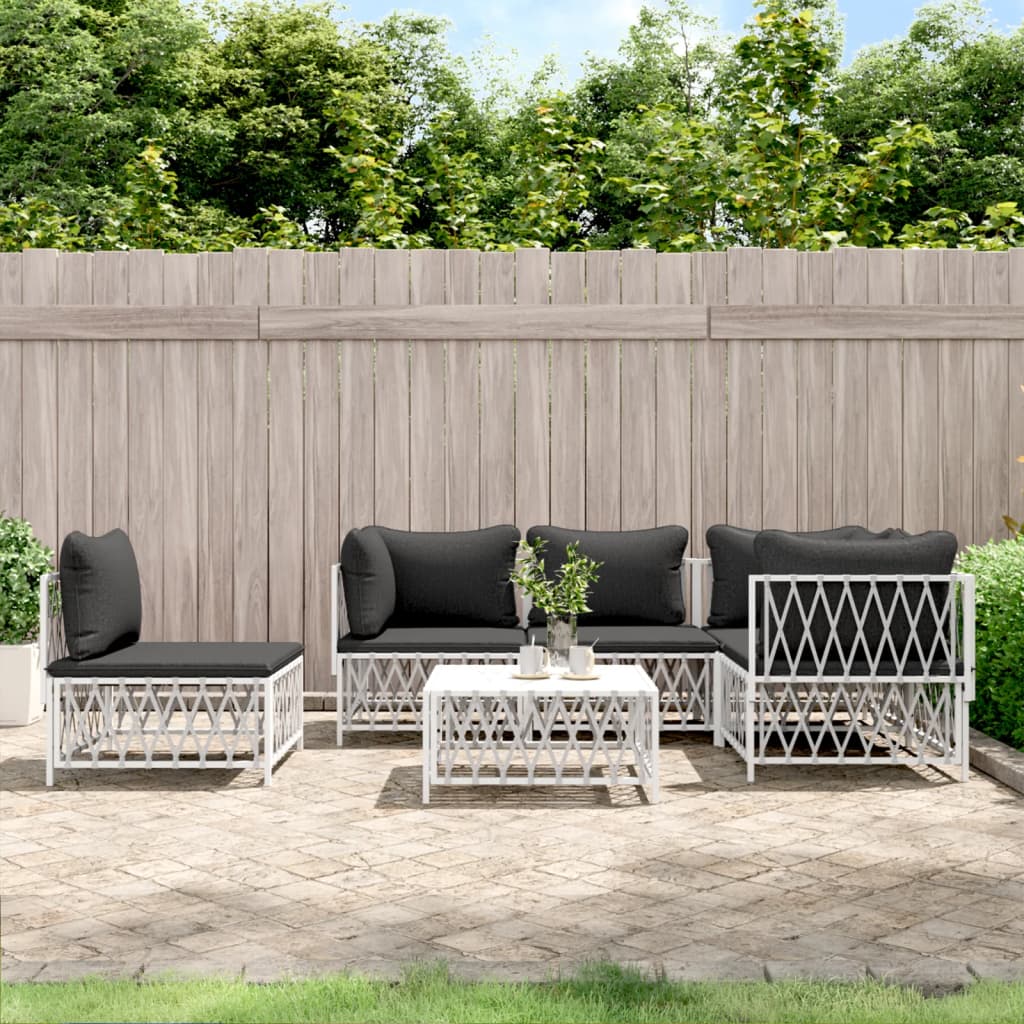 6-delige Loungeset met kussens staal wit is nu te koop bij PeponiXL, paradijselijk wonen!