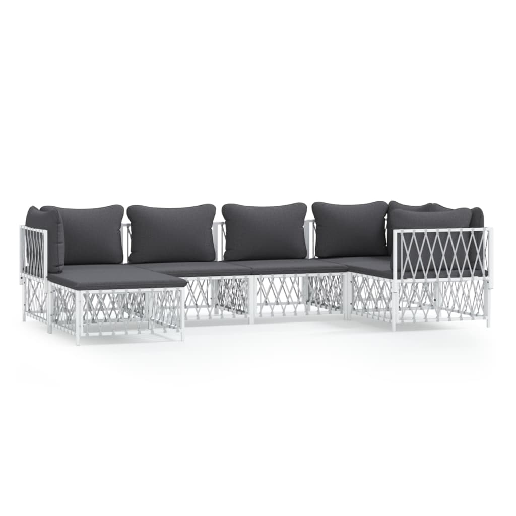 6-delige Loungeset met kussens staal wit is nu te koop bij PeponiXL, paradijselijk wonen!