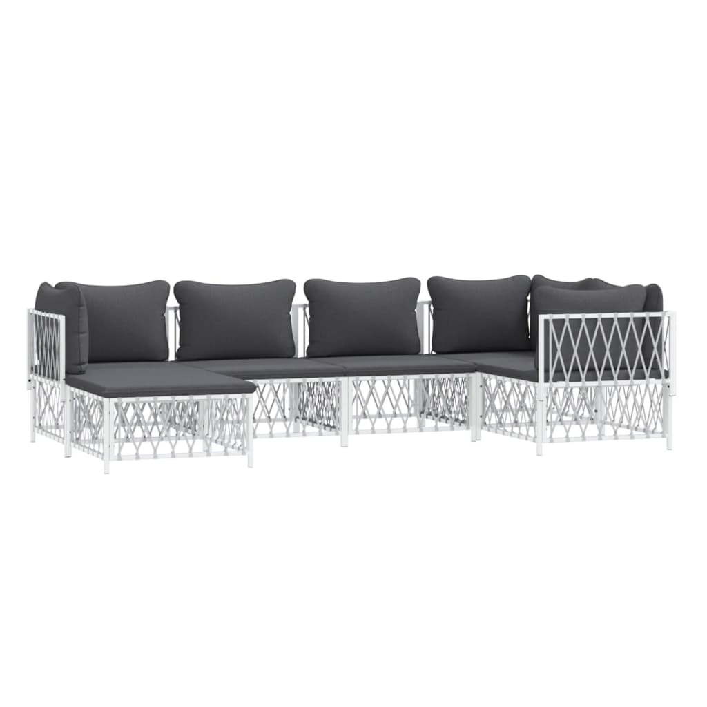 6-delige Loungeset met kussens staal wit is nu te koop bij PeponiXL, paradijselijk wonen!