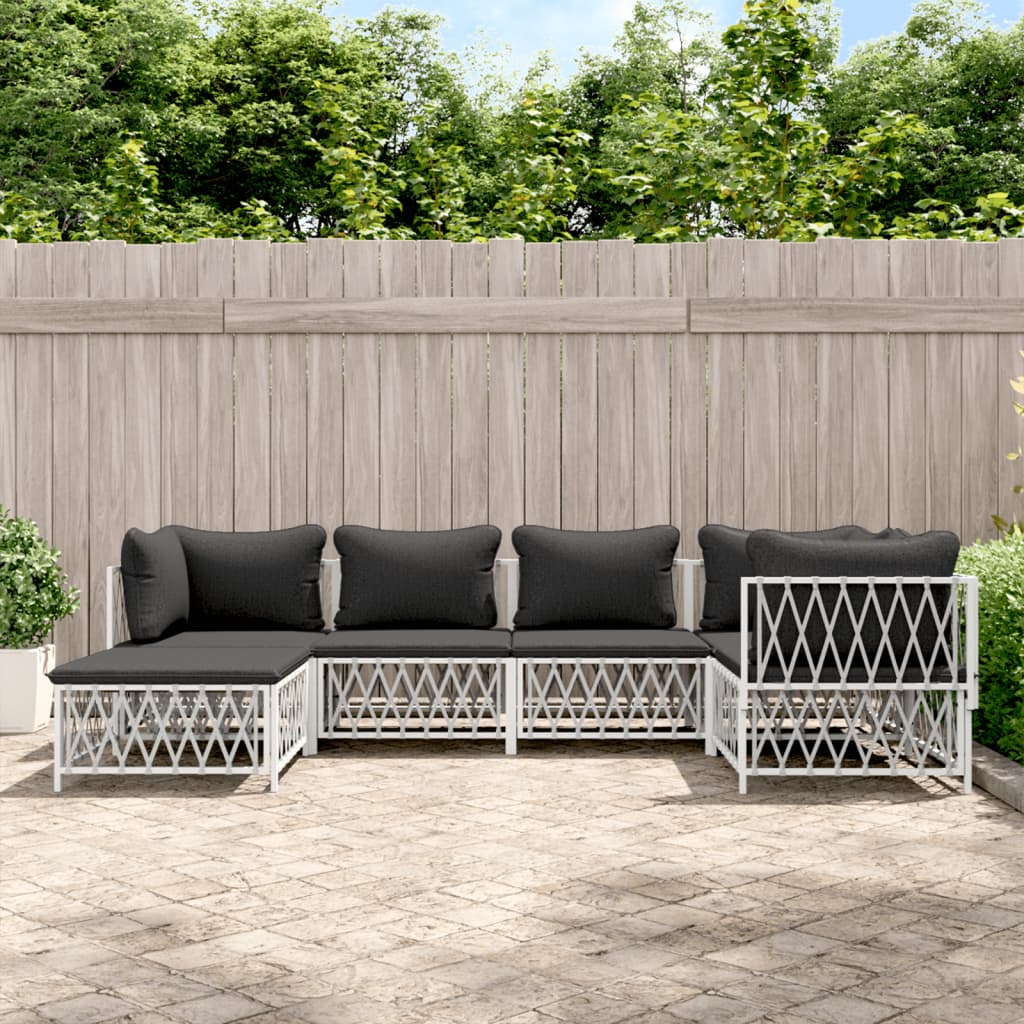6-delige Loungeset met kussens staal wit is nu te koop bij PeponiXL, paradijselijk wonen!