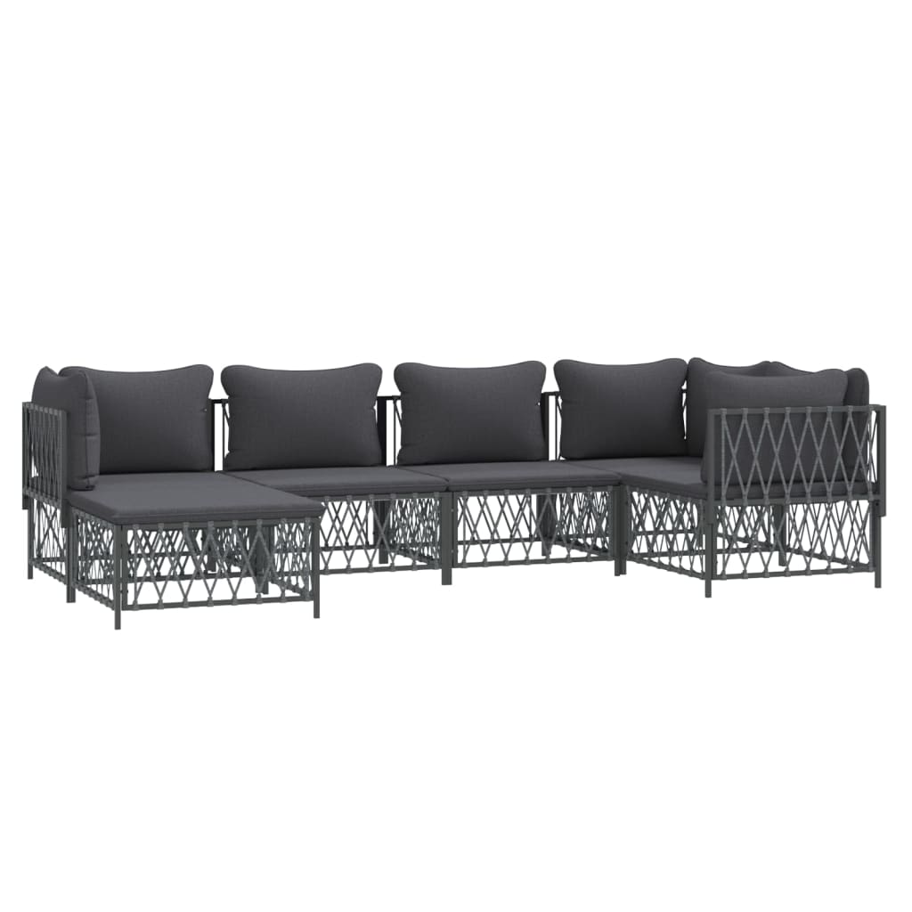 6-delige Loungeset met kussens staal antracietkleurig