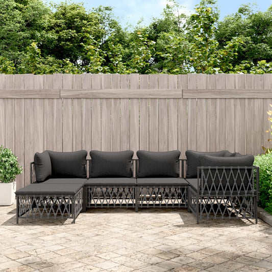 6-delige Loungeset met kussens staal antracietkleurig is nu te koop bij PeponiXL, paradijselijk wonen!