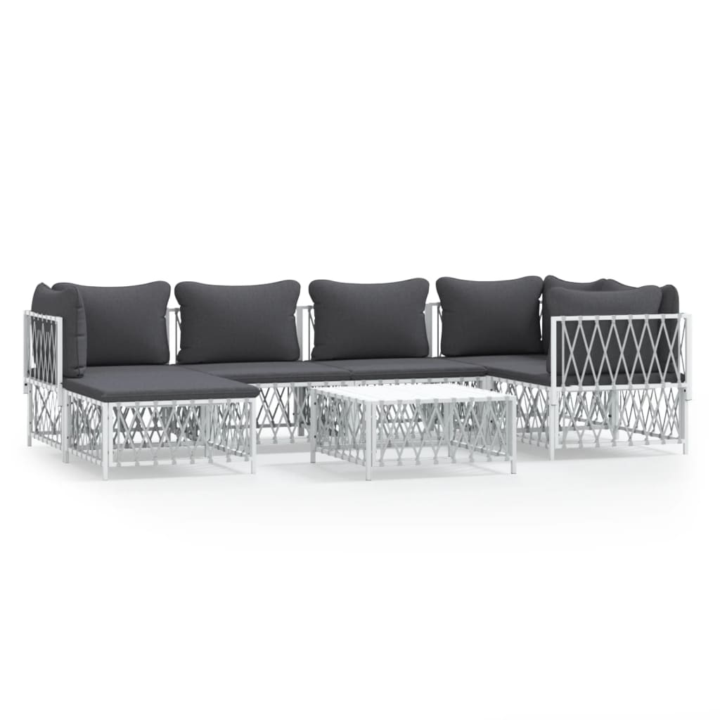 7-delige Loungeset met kussens staal wit is nu te koop bij PeponiXL, paradijselijk wonen!