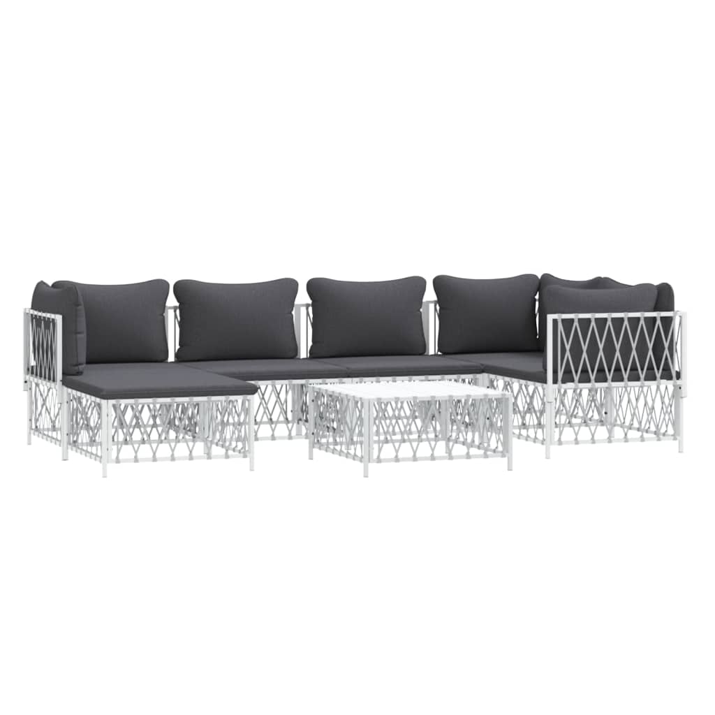 7-delige Loungeset met kussens staal wit is nu te koop bij PeponiXL, paradijselijk wonen!