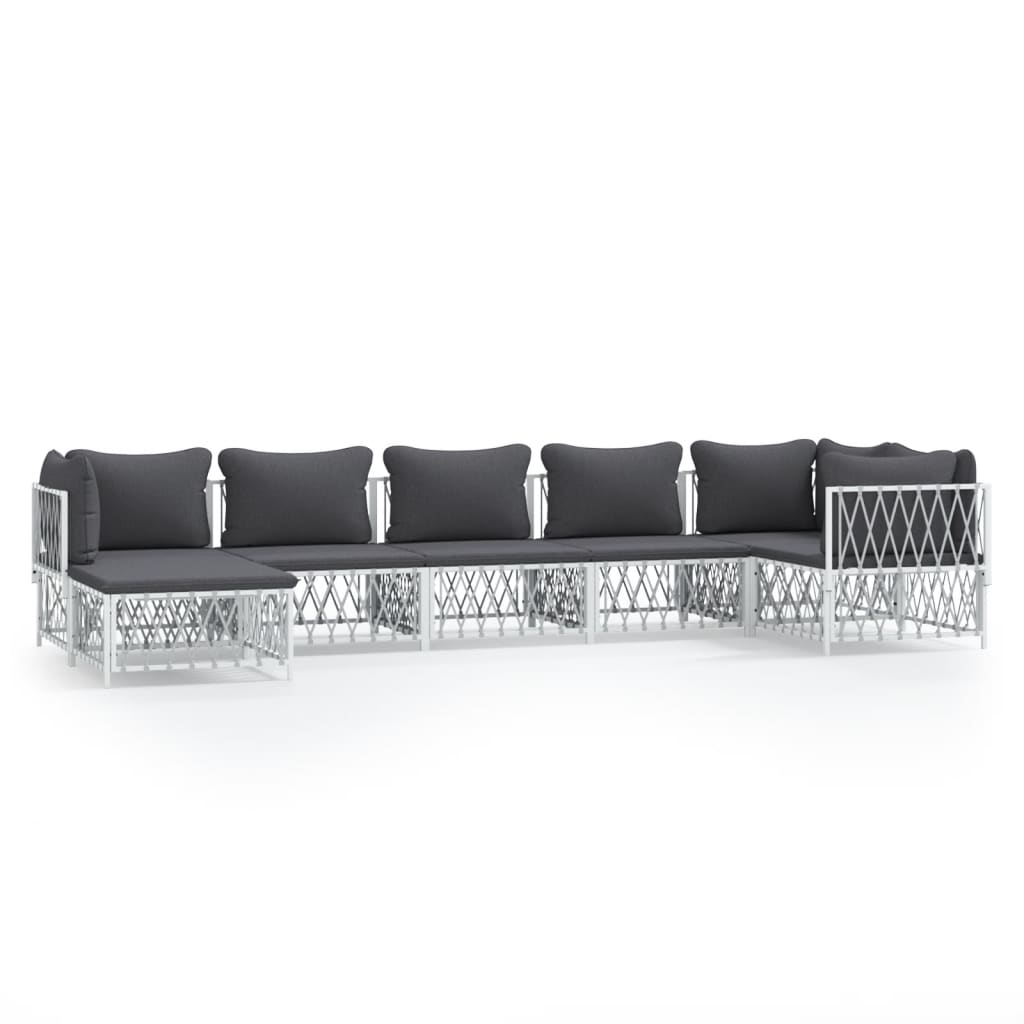 7-delige Loungeset met kussens staal wit is nu te koop bij PeponiXL, paradijselijk wonen!