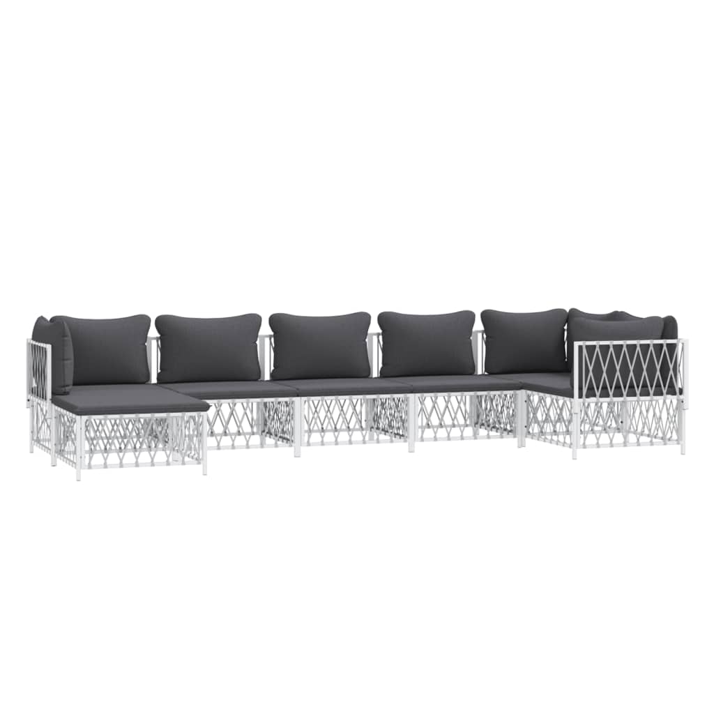 7-delige Loungeset met kussens staal wit is nu te koop bij PeponiXL, paradijselijk wonen!