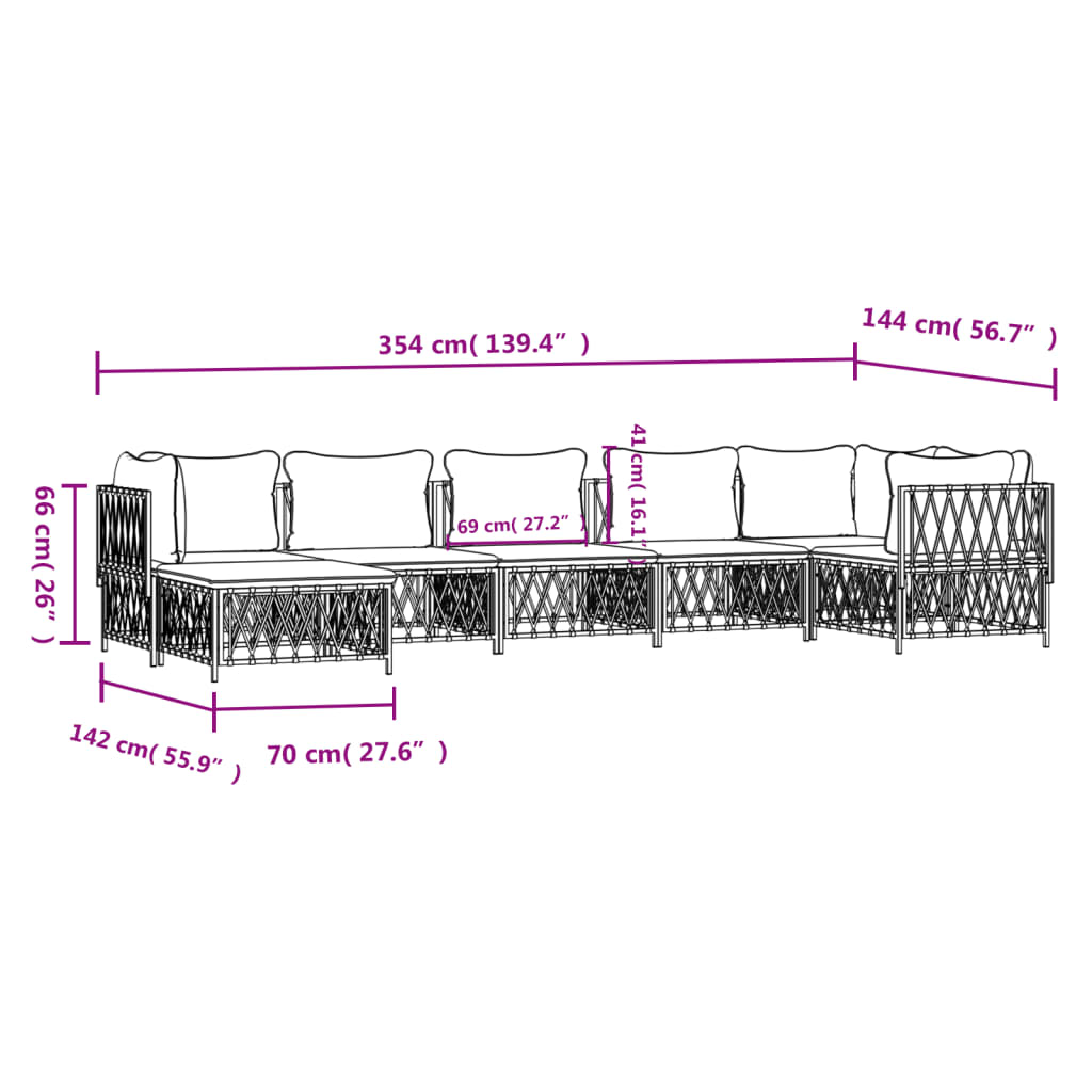 7-delige Loungeset met kussens staal wit is nu te koop bij PeponiXL, paradijselijk wonen!