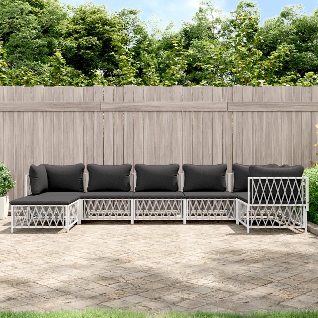 7-delige Loungeset met kussens staal wit is nu te koop bij PeponiXL, paradijselijk wonen!