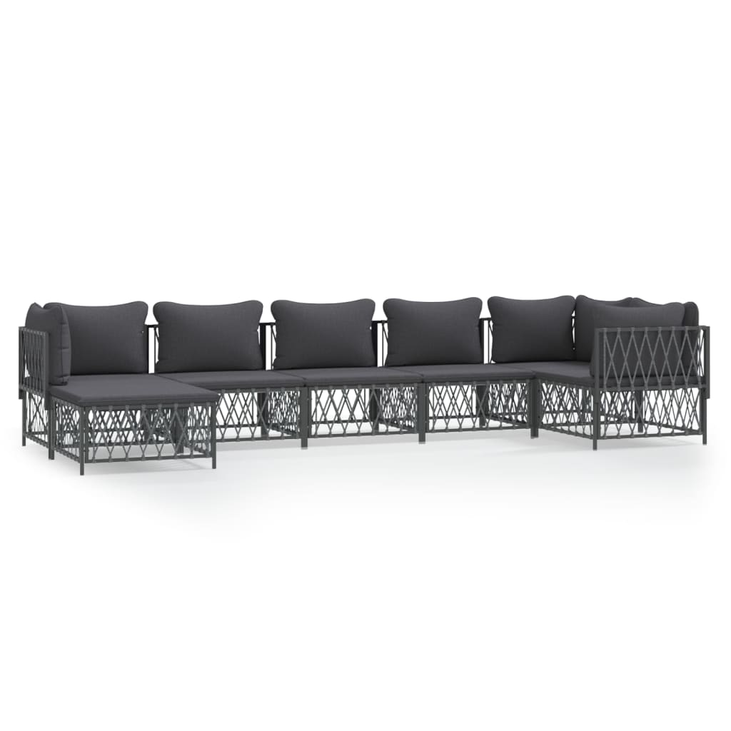 7-delige Loungeset met kussens staal antracietkleurig