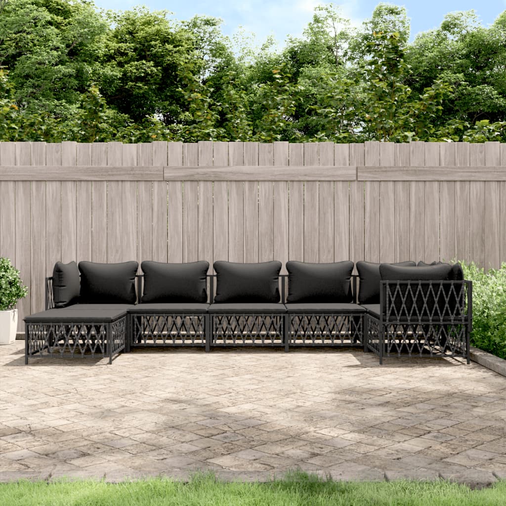 7-delige Loungeset met kussens staal antracietkleurig