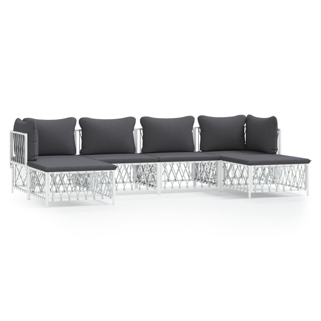 6-delige Loungeset met kussens staal wit is nu te koop bij PeponiXL, paradijselijk wonen!