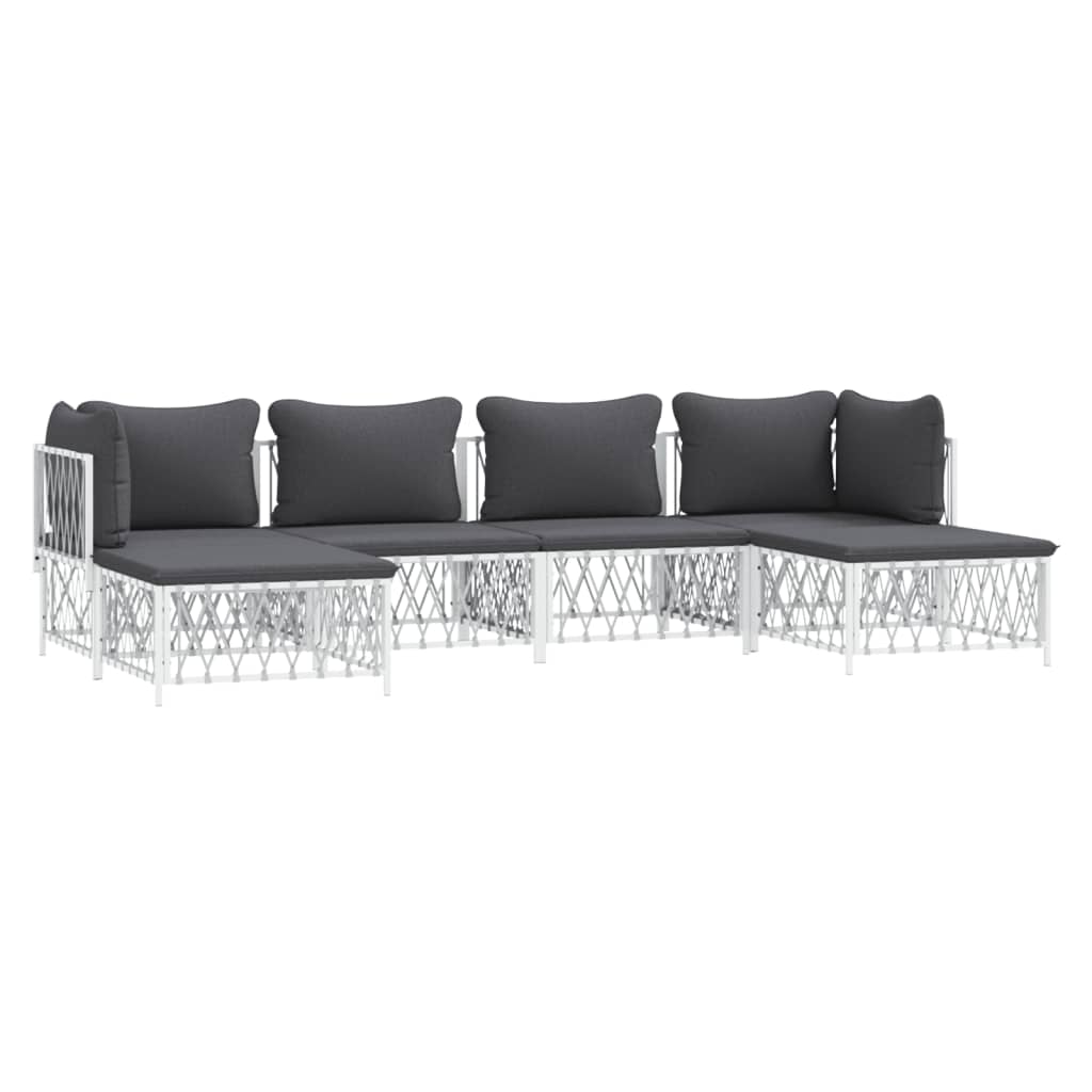 6-delige Loungeset met kussens staal wit is nu te koop bij PeponiXL, paradijselijk wonen!