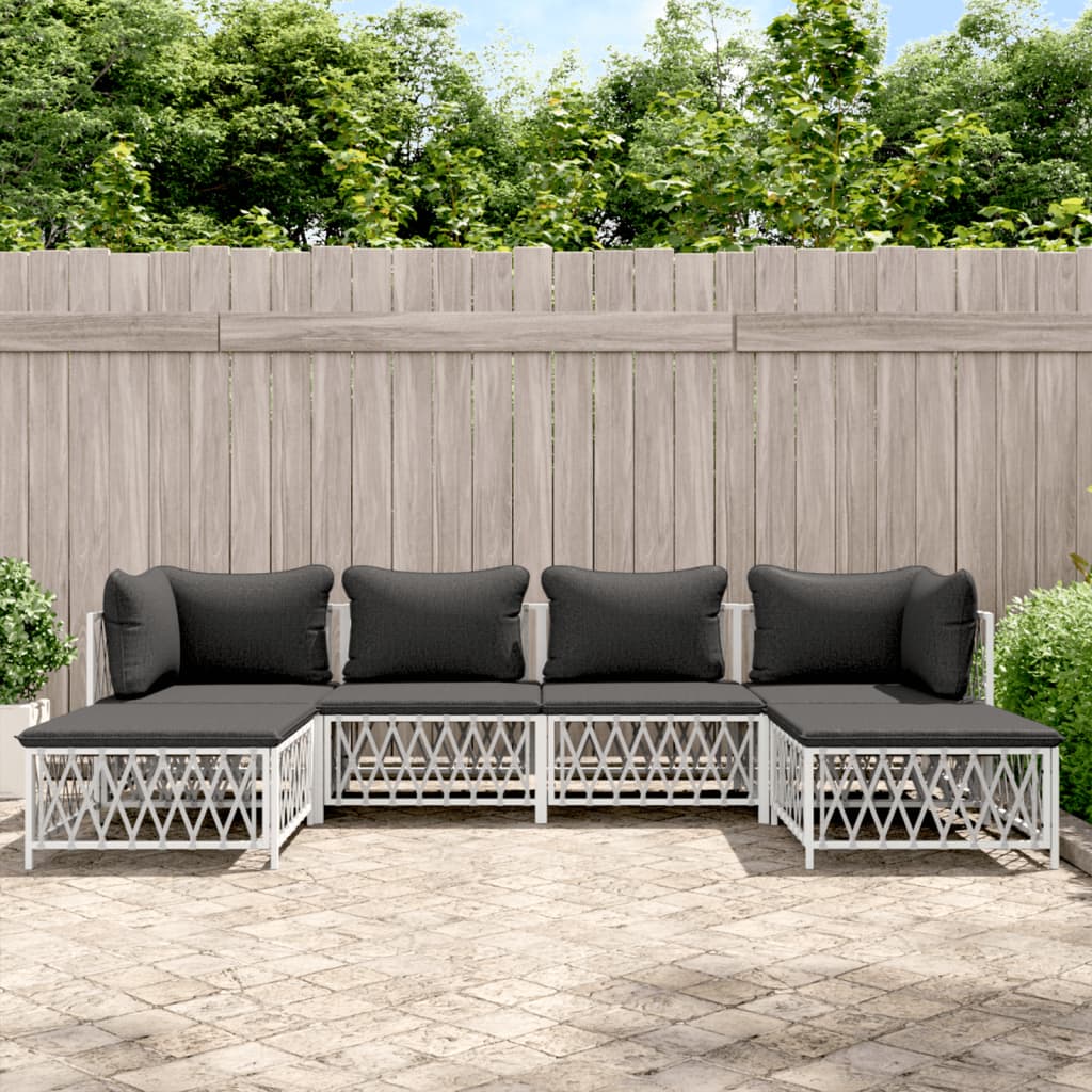 6-delige Loungeset met kussens staal wit is nu te koop bij PeponiXL, paradijselijk wonen!