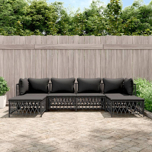 6-delige Loungeset met kussens staal antracietkleurig is nu te koop bij PeponiXL, paradijselijk wonen!