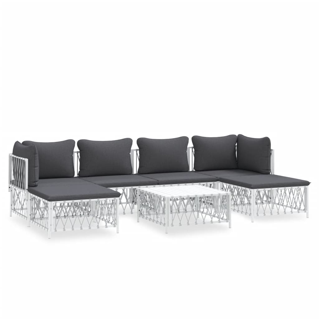 7-delige Loungeset met kussens staal wit is nu te koop bij PeponiXL, paradijselijk wonen!