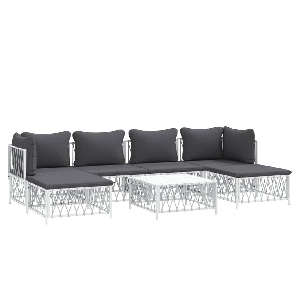 7-delige Loungeset met kussens staal wit is nu te koop bij PeponiXL, paradijselijk wonen!