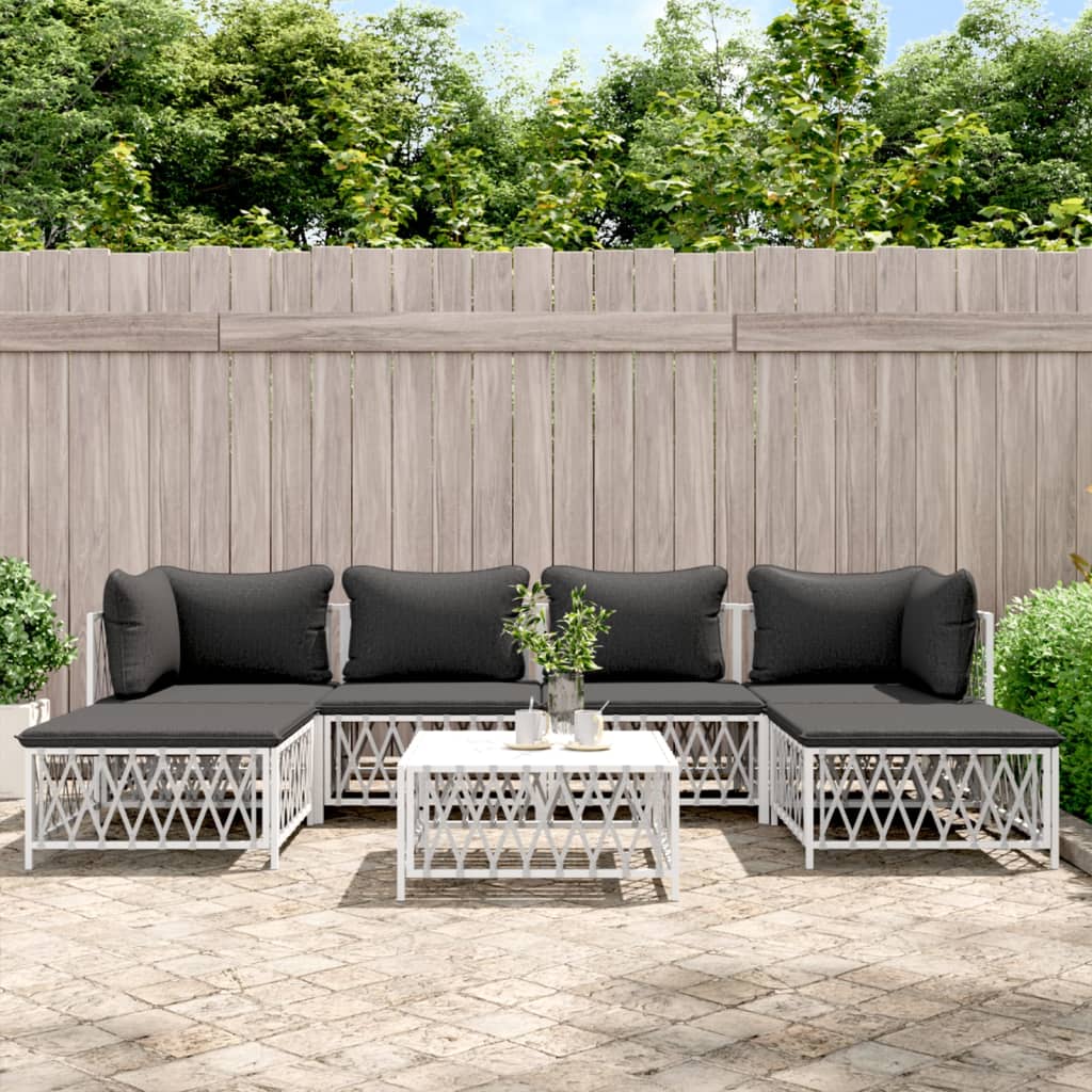 7-delige Loungeset met kussens staal wit is nu te koop bij PeponiXL, paradijselijk wonen!