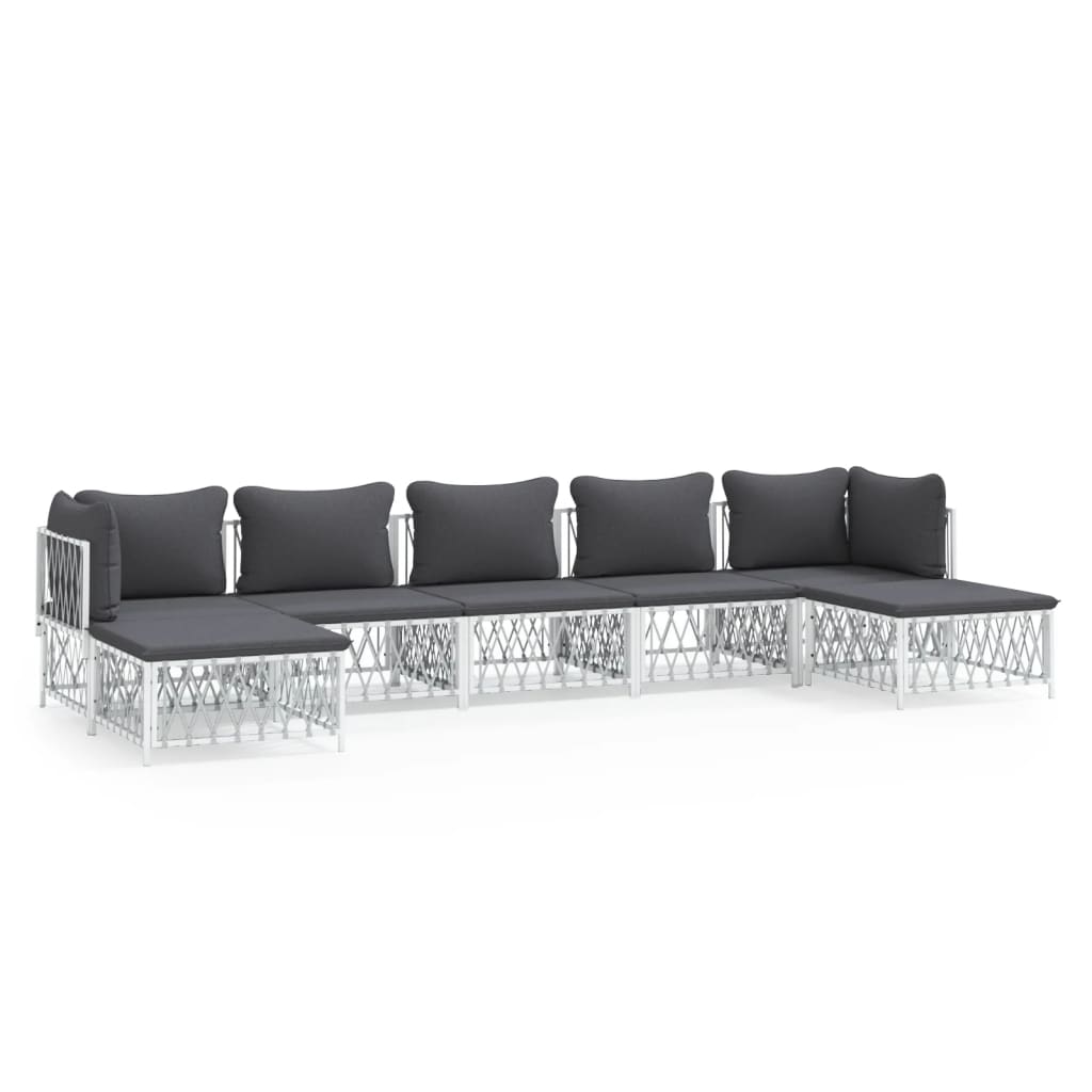 7-delige Loungeset met kussens staal wit is nu te koop bij PeponiXL, paradijselijk wonen!