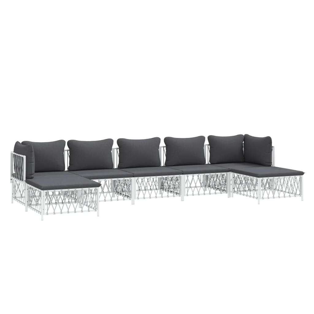 7-delige Loungeset met kussens staal wit is nu te koop bij PeponiXL, paradijselijk wonen!