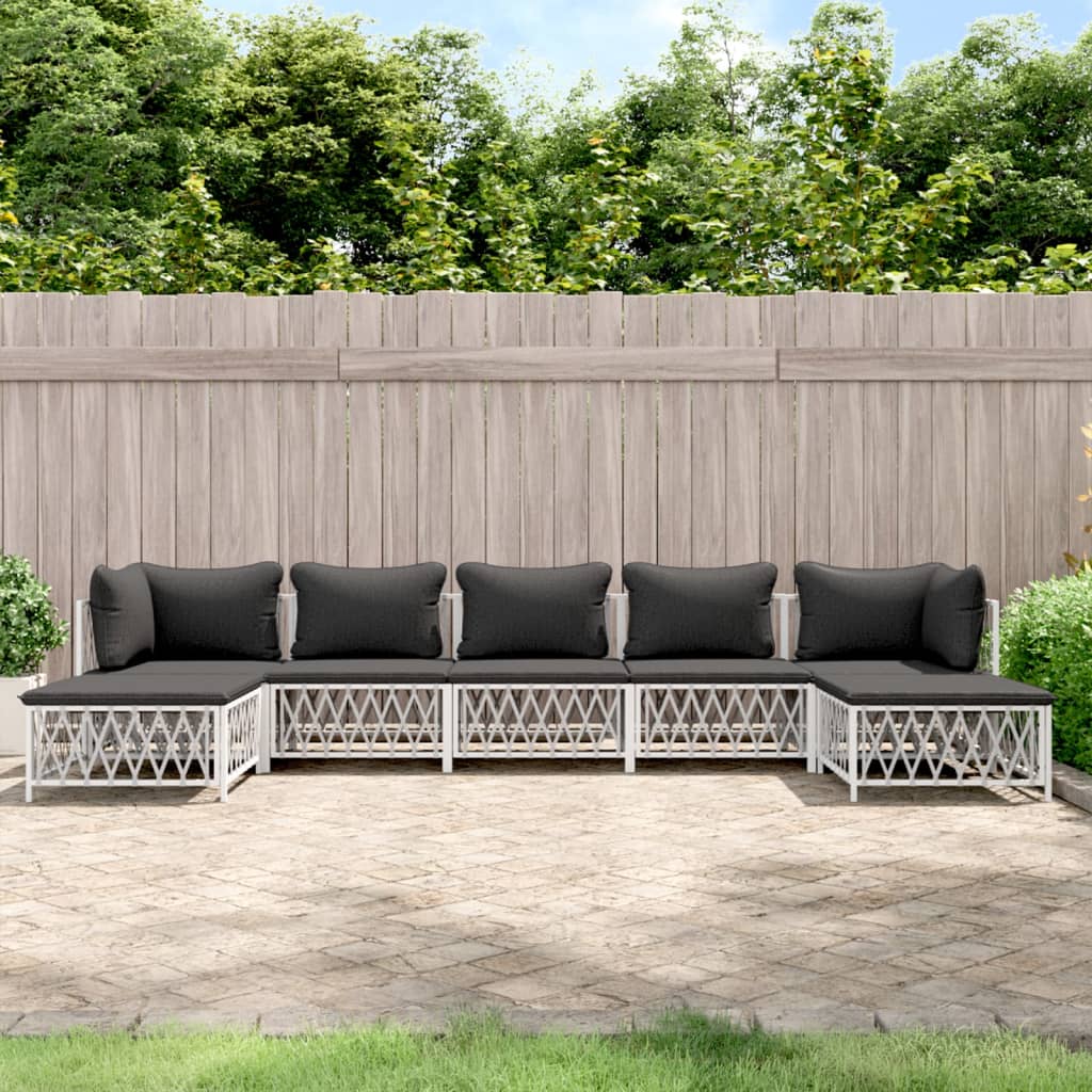 7-delige Loungeset met kussens staal wit is nu te koop bij PeponiXL, paradijselijk wonen!