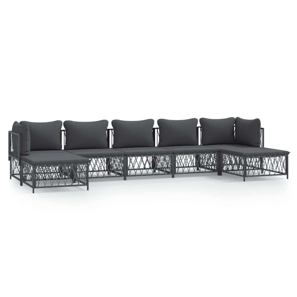 7-delige Loungeset met kussens staal antracietkleurig