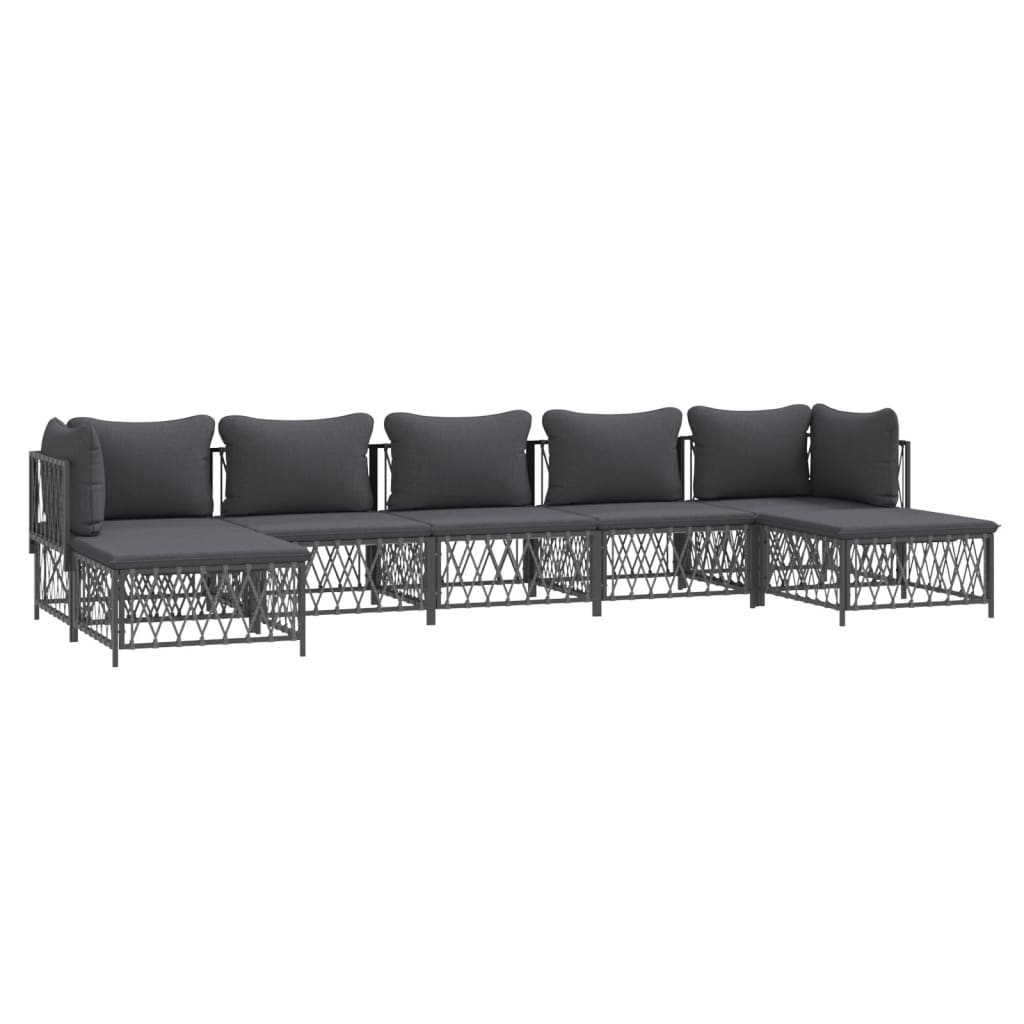 7-delige Loungeset met kussens staal antracietkleurig