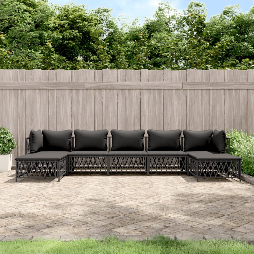 7-delige Loungeset met kussens staal antracietkleurig