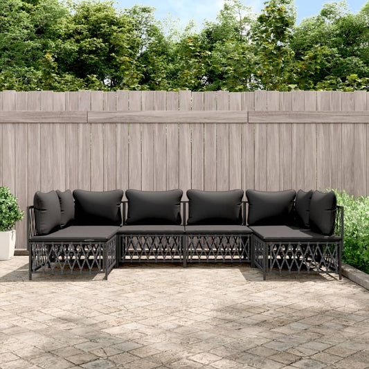 6-delige Loungeset met kussens staal antracietkleurig is nu te koop bij PeponiXL, paradijselijk wonen!