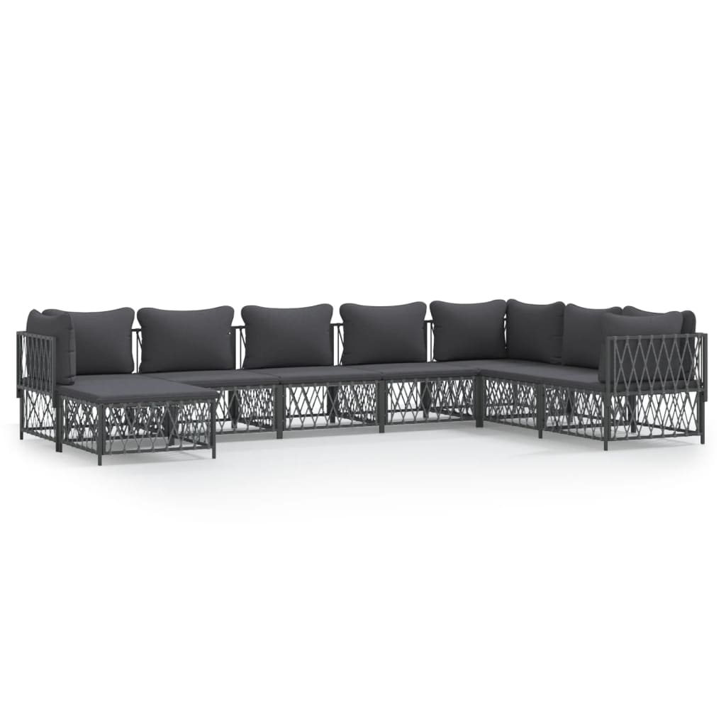 8-delige Loungeset met kussens staal antracietkleurig
