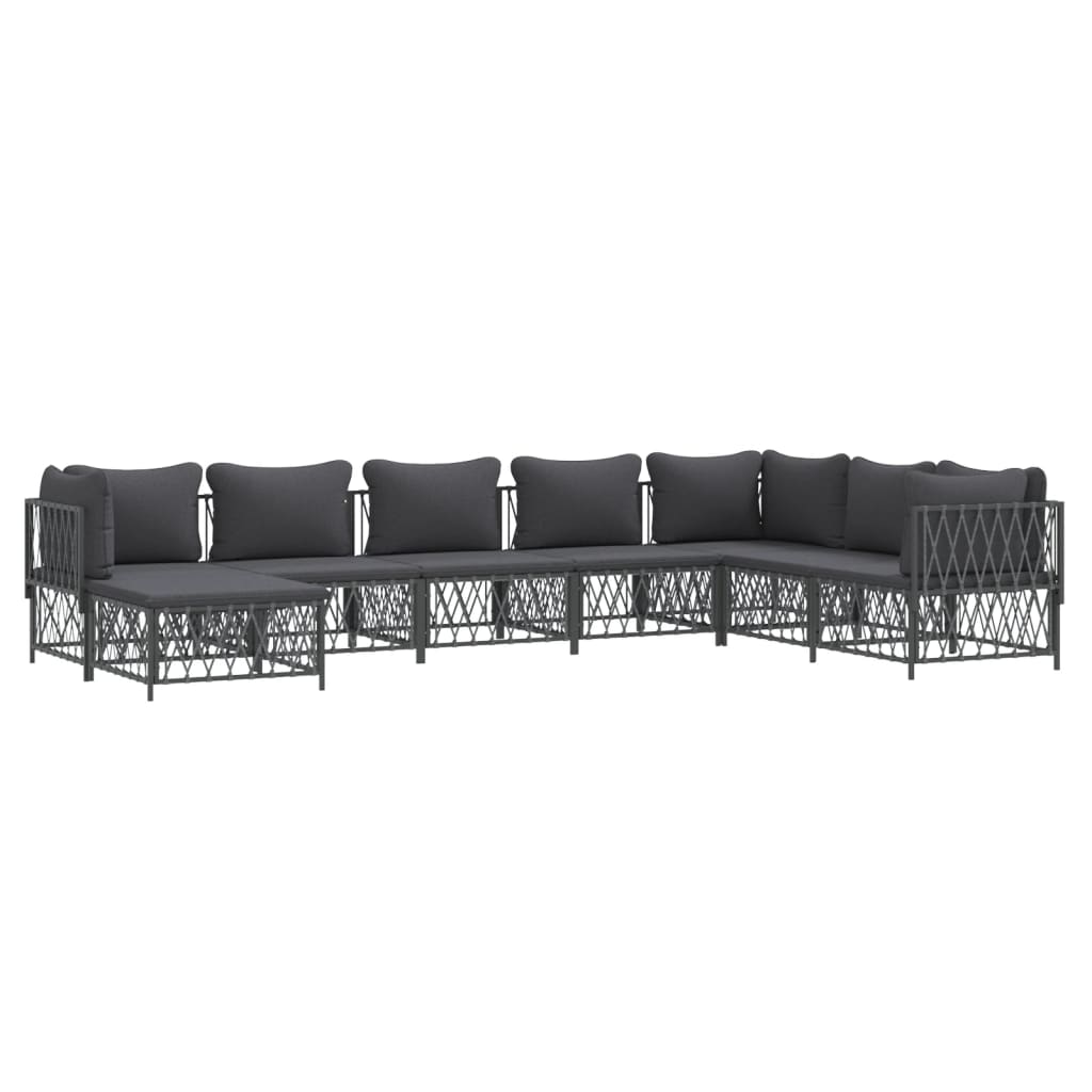 8-delige Loungeset met kussens staal antracietkleurig