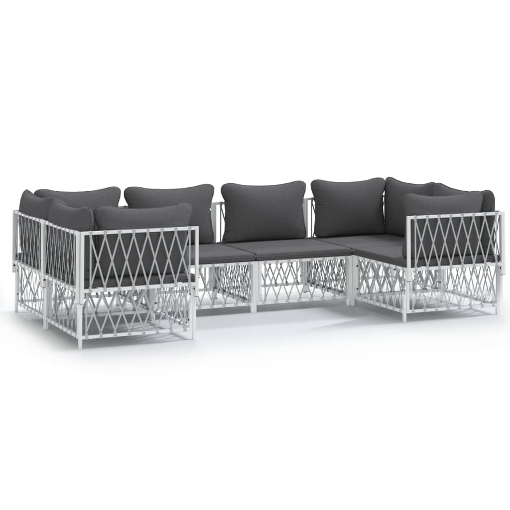 6-delige Loungeset met kussens staal wit is nu te koop bij PeponiXL, paradijselijk wonen!