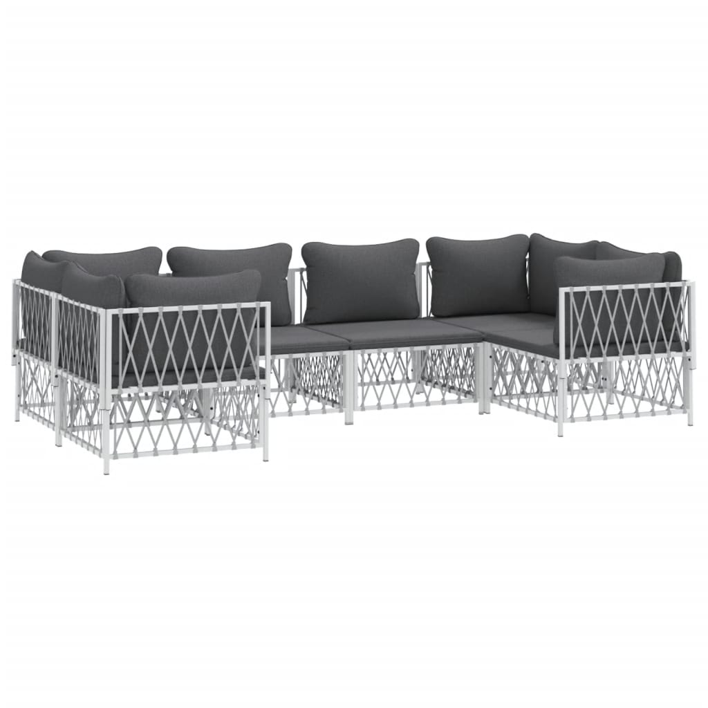 6-delige Loungeset met kussens staal wit is nu te koop bij PeponiXL, paradijselijk wonen!
