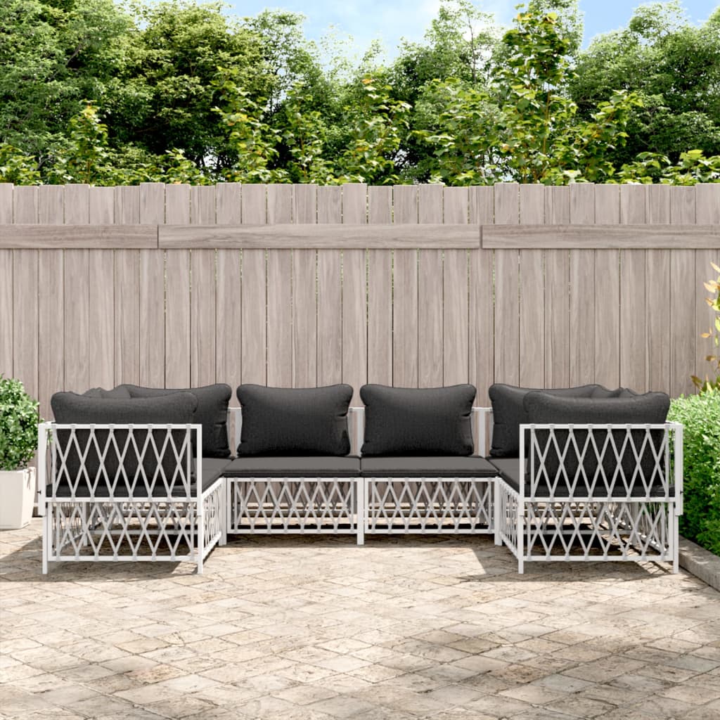 6-delige Loungeset met kussens staal wit is nu te koop bij PeponiXL, paradijselijk wonen!