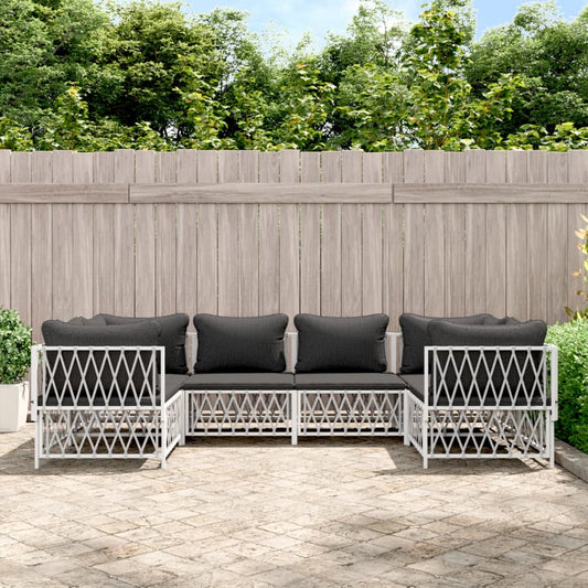 6-delige Loungeset met kussens staal wit is nu te koop bij PeponiXL, paradijselijk wonen!