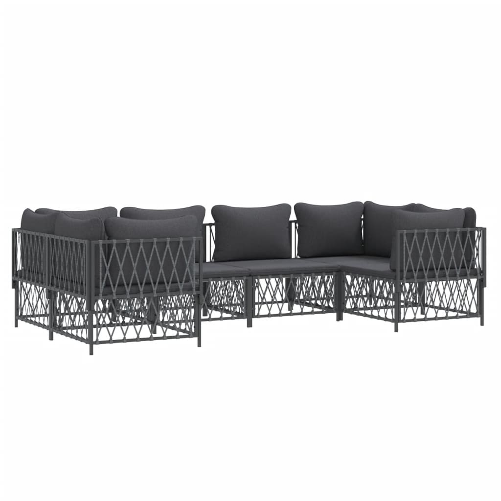 6-delige Loungeset met kussens staal antracietkleurig