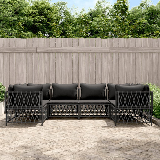 6-delige Loungeset met kussens staal antracietkleurig is nu te koop bij PeponiXL, paradijselijk wonen!