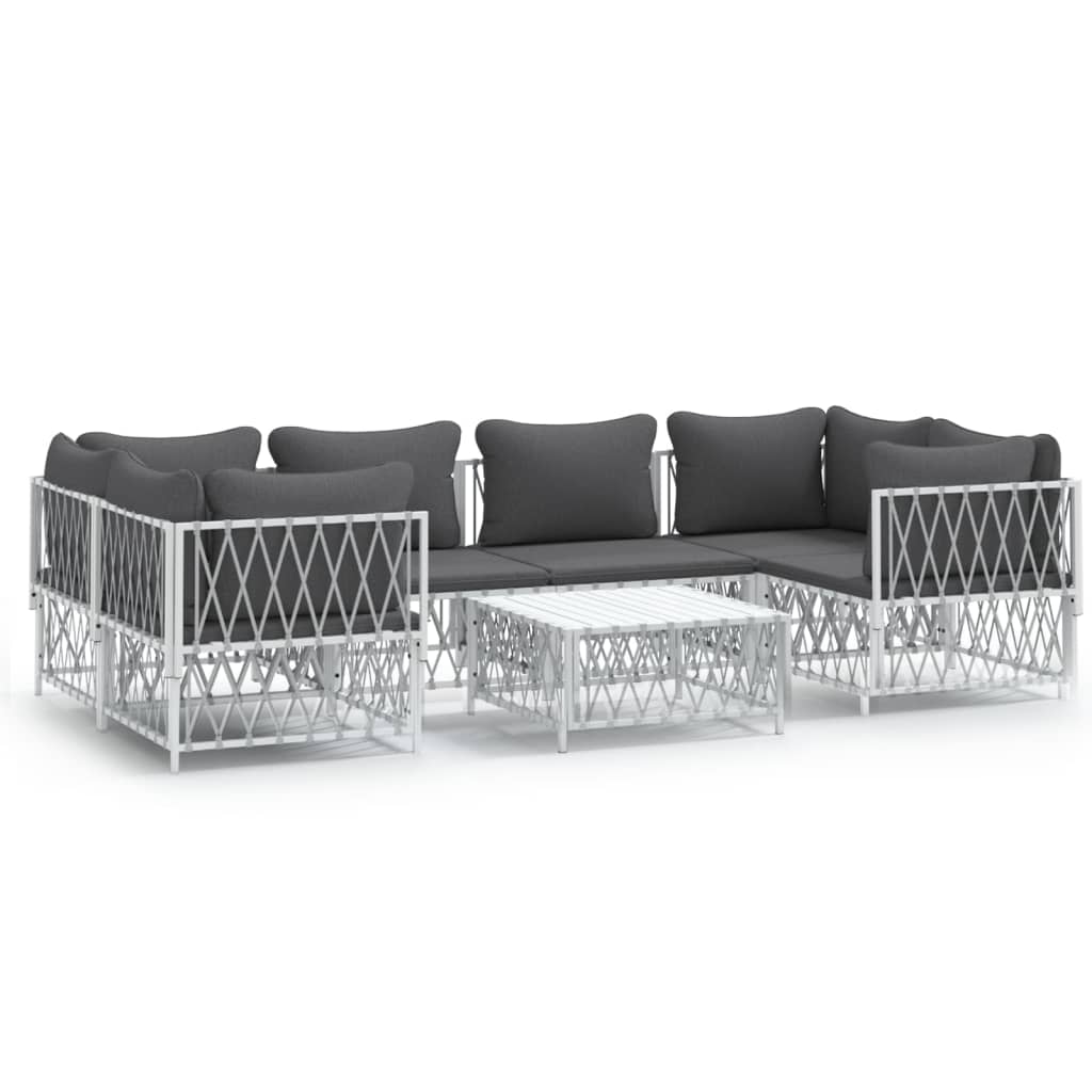 7-delige Loungeset met kussens staal wit is nu te koop bij PeponiXL, paradijselijk wonen!