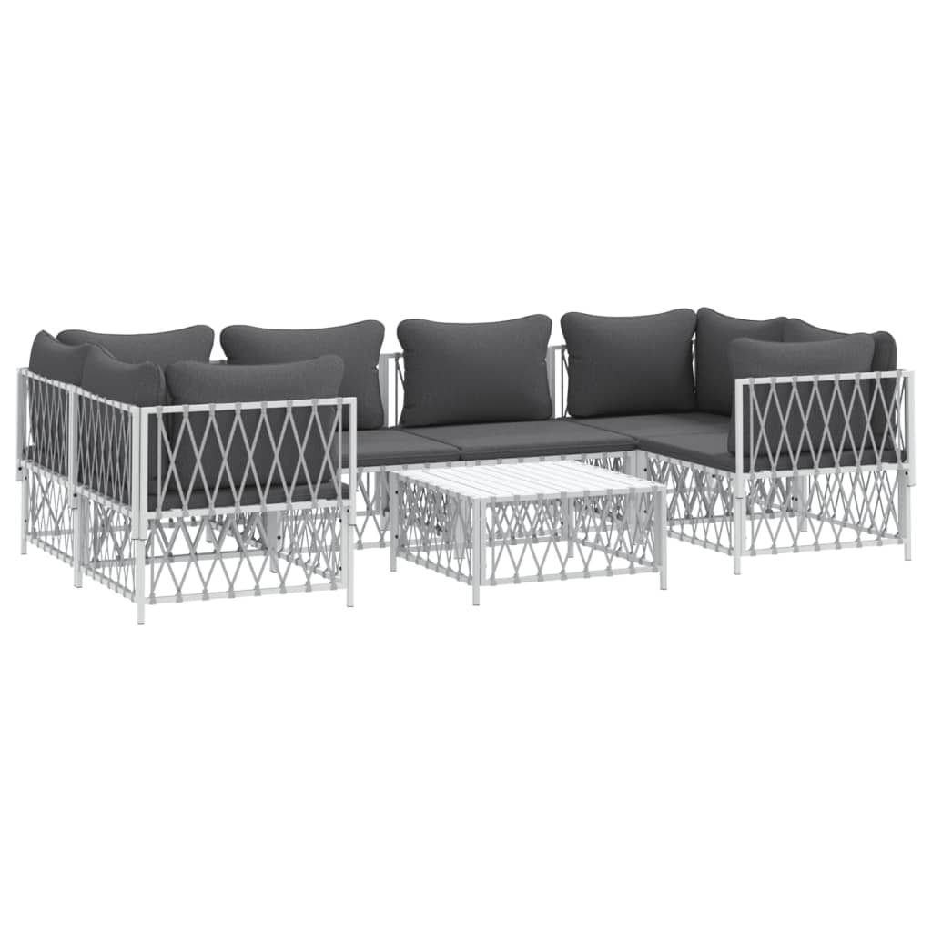 7-delige Loungeset met kussens staal wit is nu te koop bij PeponiXL, paradijselijk wonen!