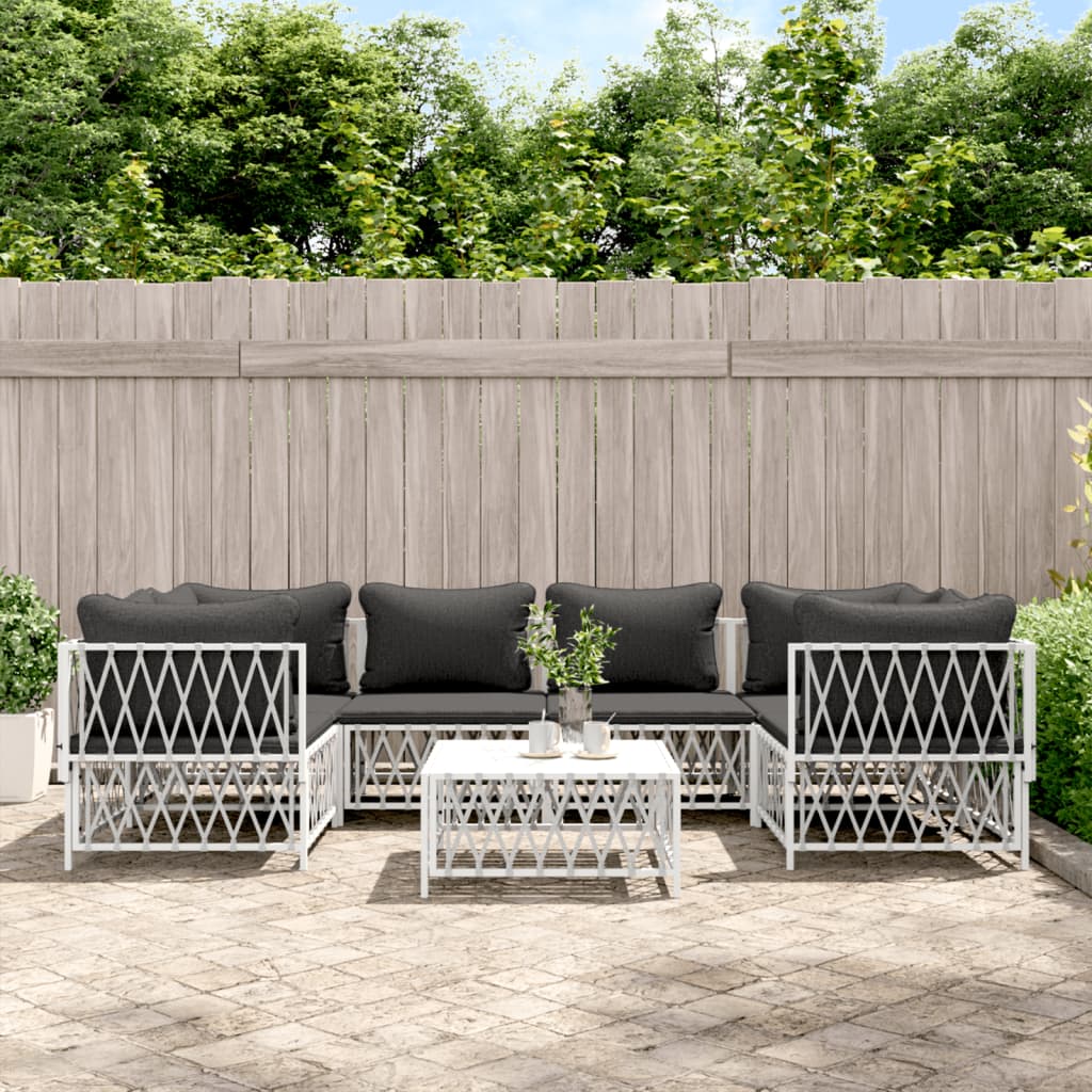 7-delige Loungeset met kussens staal wit is nu te koop bij PeponiXL, paradijselijk wonen!