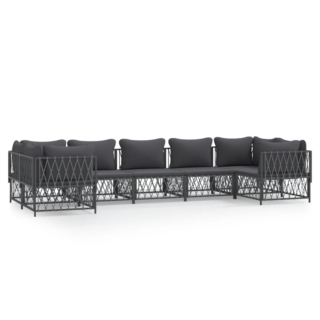 7-delige Loungeset met kussens staal antracietkleurig