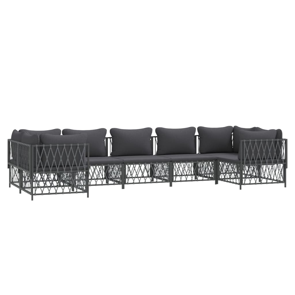 7-delige Loungeset met kussens staal antracietkleurig