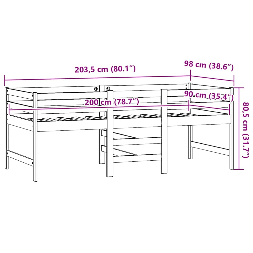 Bedframe zonder matras massief grenenhout wit 90x200 cm is nu te koop bij PeponiXL, paradijselijk wonen!