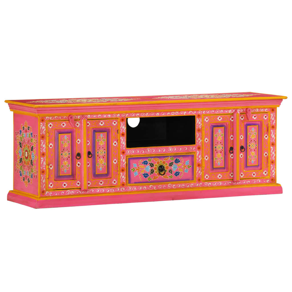 Tv-meubel 110x30x40 cm massief mangohout roze is nu te koop bij PeponiXL, paradijselijk wonen!
